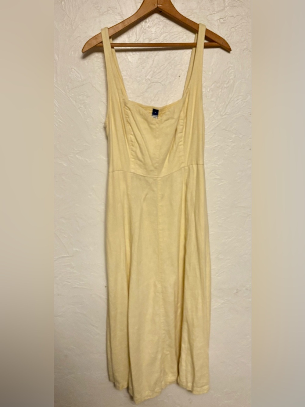 Old Navy Butter Yellow Fit & Flare Sleeveless Linen-Blend Midi Dress
